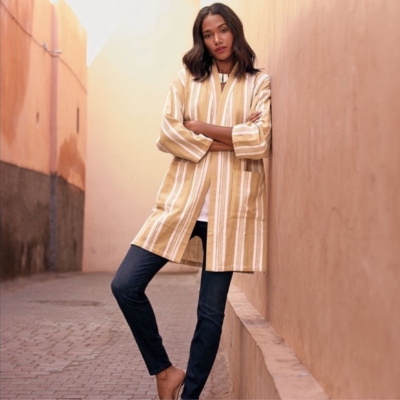 Eileen Fisher Reed Kimono Jacket Organic Cotton Striped Coastal Boho Artsy MP - Picture 13 of 13